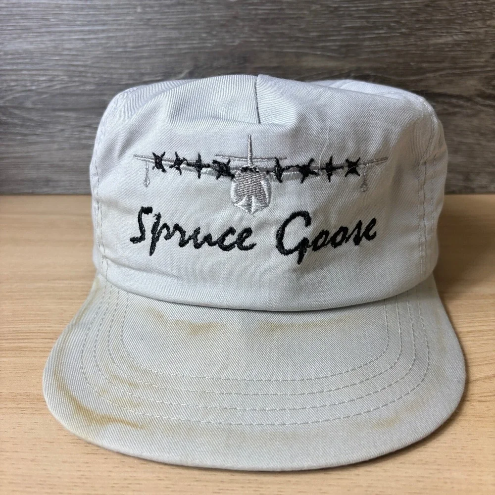 Vintage Spruce Goose Hat Cap Snap Back Gray‎ Trucker Planes Jets Adjustable